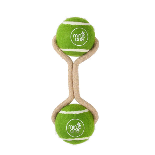 Minus One Dog Tennis Ball Rope Toy - Duurzaam Hondenspeelgoed van Gerecyclede Flessen
