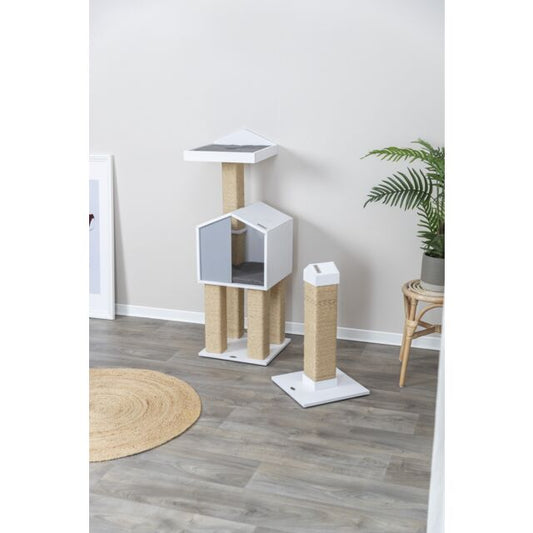 🌿 Eco-Vriendelijke Krabpaal Jonte - Scandinavisch Design Grijs/Wit 115cm