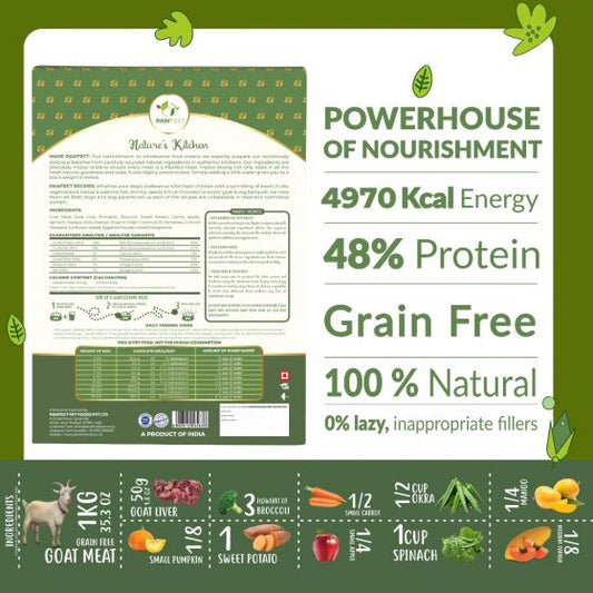 Nature's Kitchen Gevriesdroogd Geitenvlees Recept - Hypoallergeen & Duurzaam (500g)