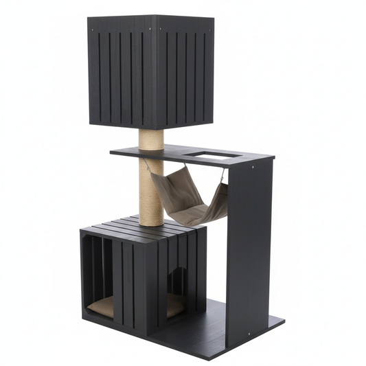 Moderne kattenkrabpaal met hangmat