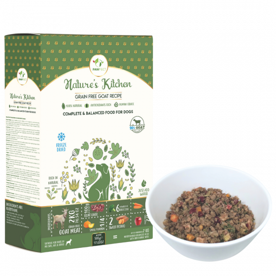Nature's Kitchen Gevriesdroogd Geitenvlees Recept - Hypoallergeen & Duurzaam (500g)