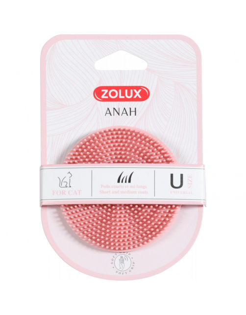 🔄 Zolux Anah Borstel Rond Rubber - Roze Rubberen Borstel voor Korte & Halflange Haren