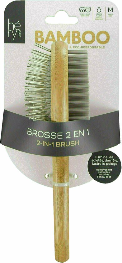 HERY LABO Bamboe Borstel 2 in 1 - Milieuvriendelijke Huisdierenverzorging