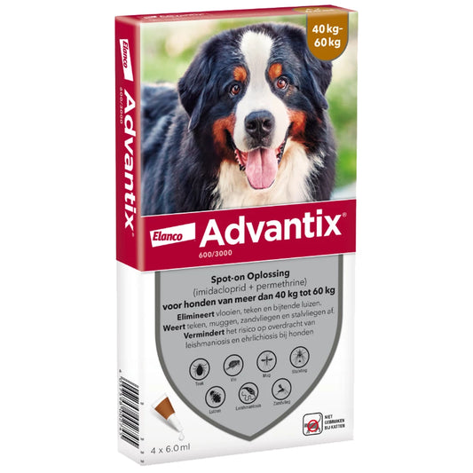 Advantix vlooien- en tekenpipet voor honden 600/3000 (40 tot 60 kg) 4 pipetten