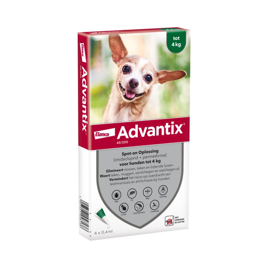 Advantix vlooien- en tekenpipet voor honden 40/200 (1,5 tot 4kg) 4 pipetten