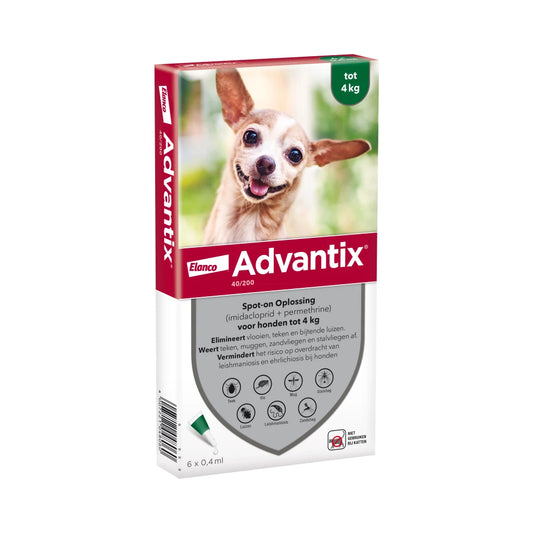 Advantix vlooien- en tekenpipet voor honden 40/200 (1,5 tot 4kg) 6 pipetten