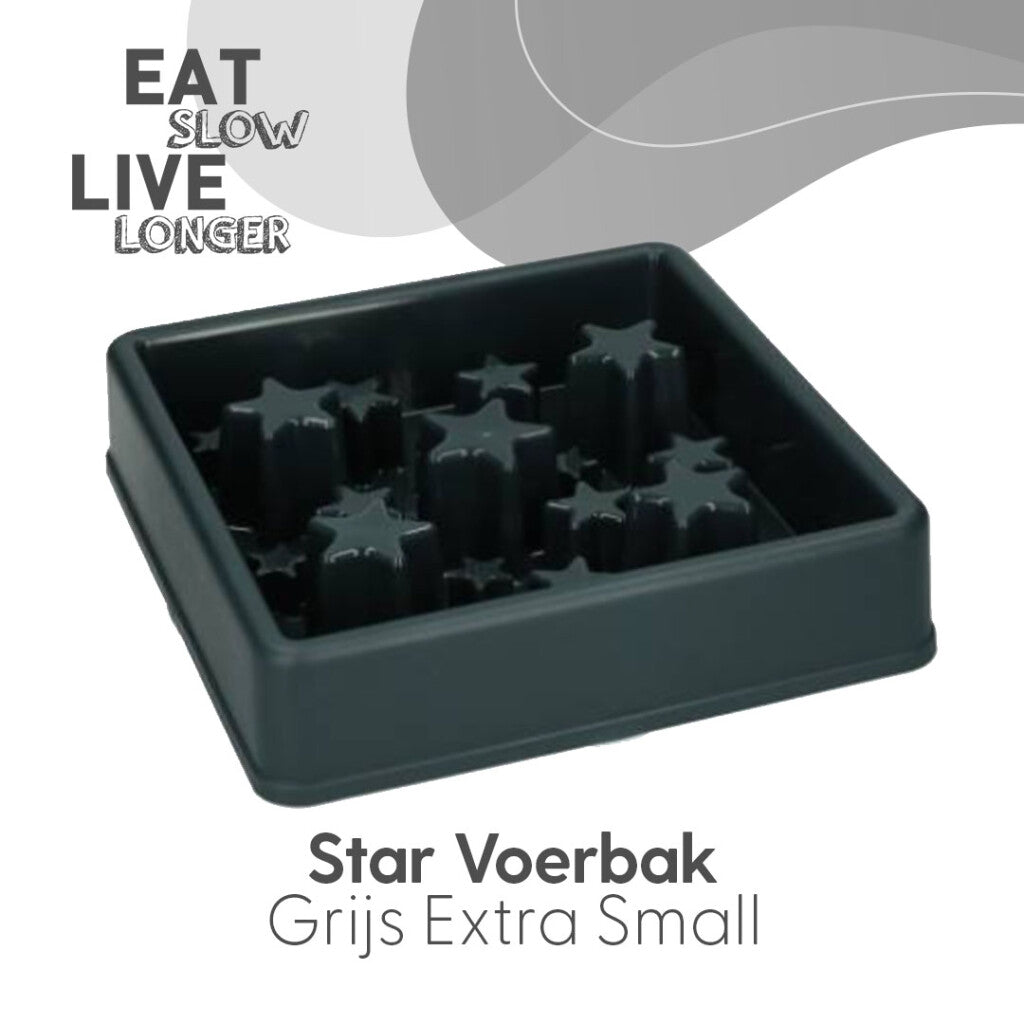 Eat Slow Live Longer Star Anti-Schrokbak Grijs XS