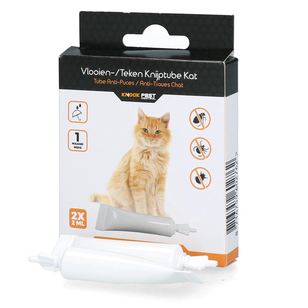 Knock Pest Vlooien/Tekenpipet Kat - 100% Gifvrij (2x2ml)
