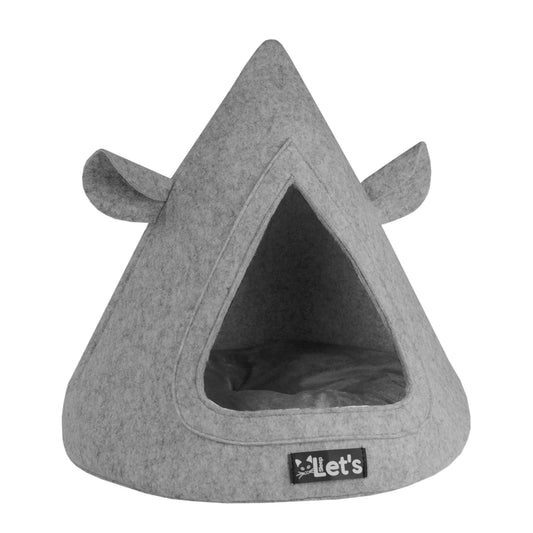 Let's Sleep Pet Cave TeePee Grijs - Duurzaam Kattentipi van Gerecycled Polyester