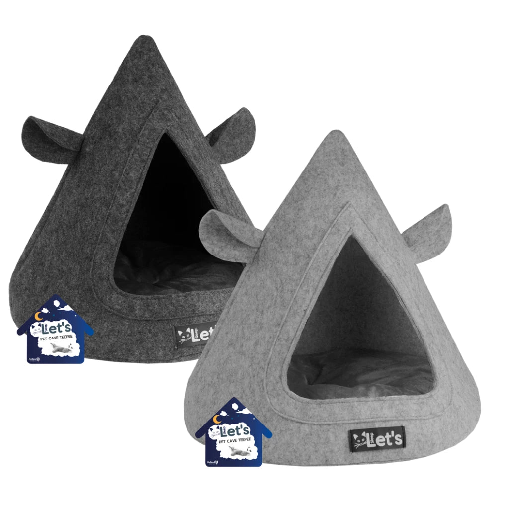 Let's Sleep Pet Cave TeePee Grijs - Duurzaam Kattentipi van Gerecycled Polyester