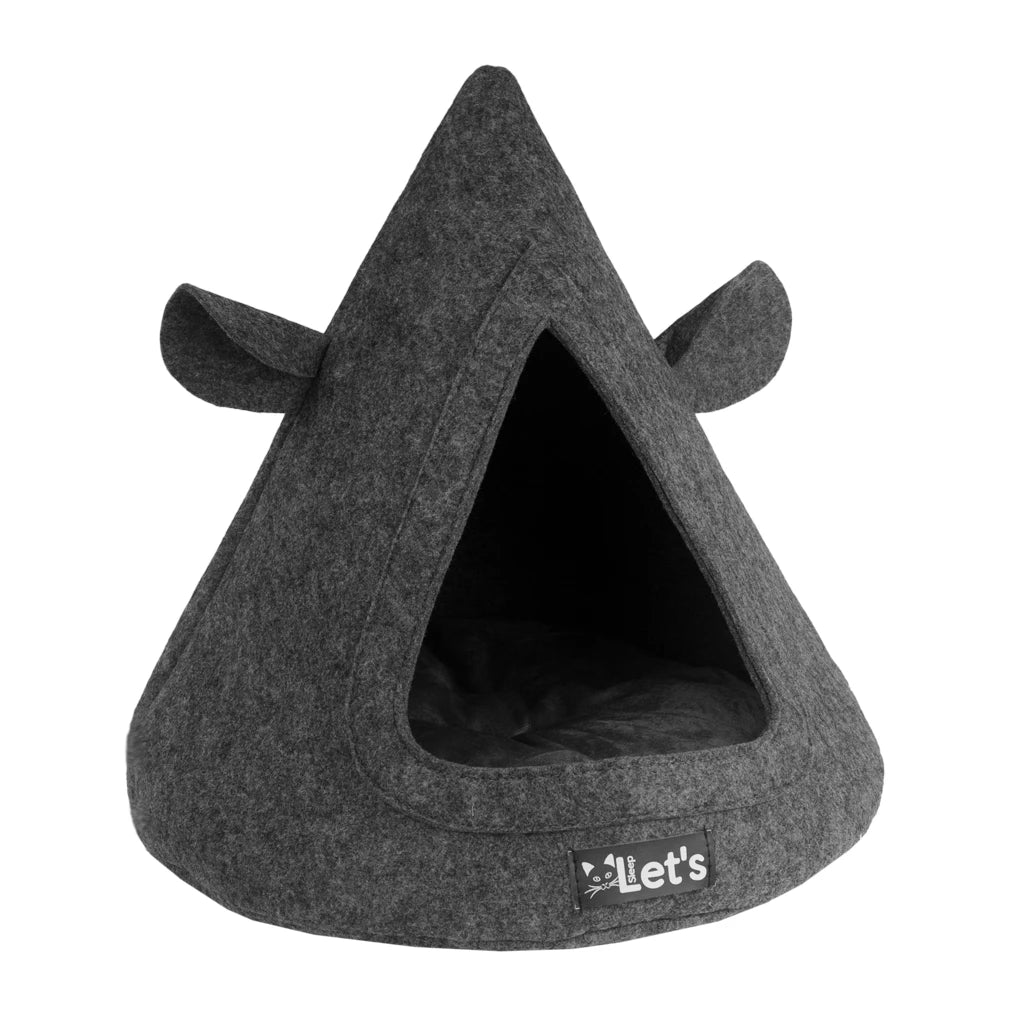 Let's Sleep Pet Cave TeePee Grijs - Duurzaam Kattentipi van Gerecycled Polyester