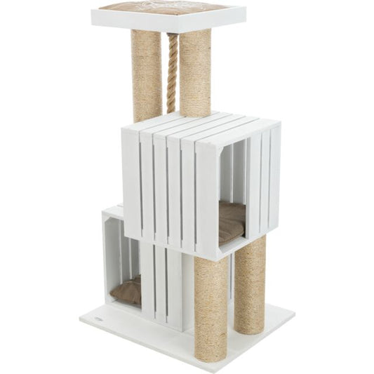 🌿 Eco-Krabpaal Skadi - Elegant Wit Design 3-Verdiepingen 114cm