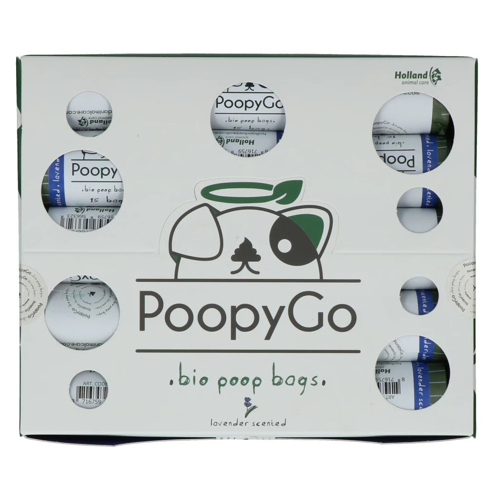 PoopyGo Biologisch Afbreekbare Poepzakjes Single Roll - Lavendelgeur | 15 stuks