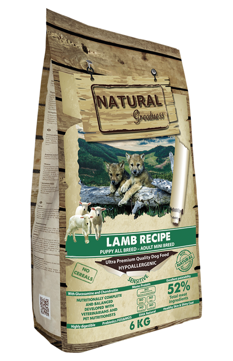 Natural Greatness Lamb Recipe - Hypoallergeen Lamsvoer met 52% Vlees (2kg)