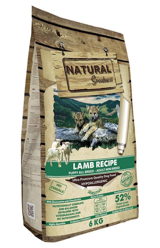 Natural Greatness Lamb Recipe - Hypoallergeen Lamsvoer met 52% Vlees (2kg)