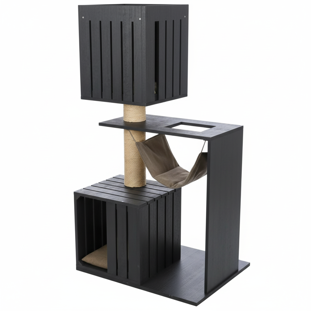 Kattenkrabpaal met hangmat zijaanzicht