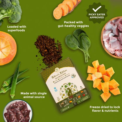 Nature's Kitchen Gevriesdroogd Geitenvlees Recept - Hypoallergeen & Duurzaam (500g)