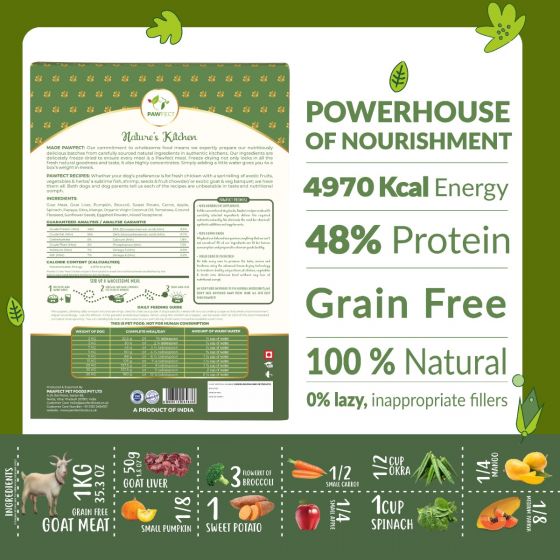 Nature's Kitchen Gevriesdroogd Geitenvlees Recept - Hypoallergeen & Duurzaam (500g)