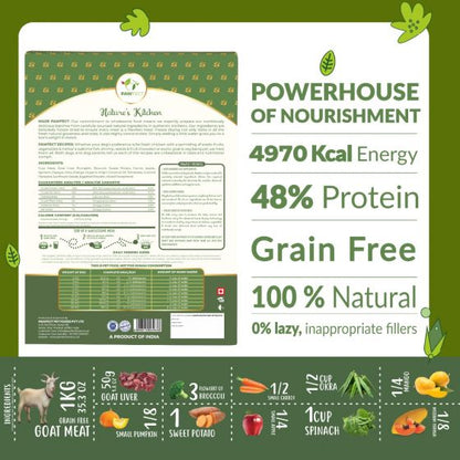 Nature's Kitchen Gevriesdroogd Geitenvlees Recept - Hypoallergeen & Duurzaam (500g)