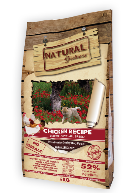 Natural Greatness Chicken Starter - Premium Puppyvoer met 52% Vlees (2kg)
