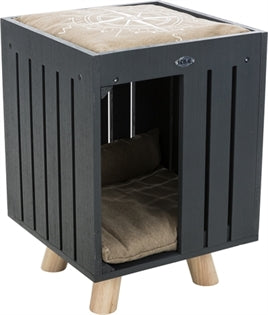 🌿 Eco-Vriendelijke Kattenhuis Alva Antraciet/Zand - Luxe Beach-Stijl 36x51cm