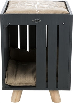 🌿 Eco-Vriendelijke Kattenhuis Alva Antraciet/Zand - Luxe Beach-Stijl 36x51cm