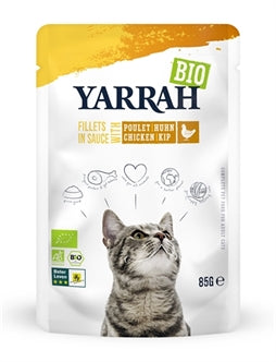 🐔 Yarrah Cat Biologische Filets Met Kip - Premium Biologisch Natvoer 14x85gr