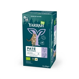 🐔🦃 Yarrah Cat Multipack Paté Chicken/Turkey - Biologisch Graanvrij Kattenvoer 8x100gr