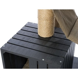 🌿 Premium Eco-Krabpaal Freia - Luxe 3-Verdiepingen Antraciet/Zand 123cm