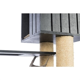 🌿 Premium Eco-Krabpaal Freia - Luxe 3-Verdiepingen Antraciet/Zand 123cm